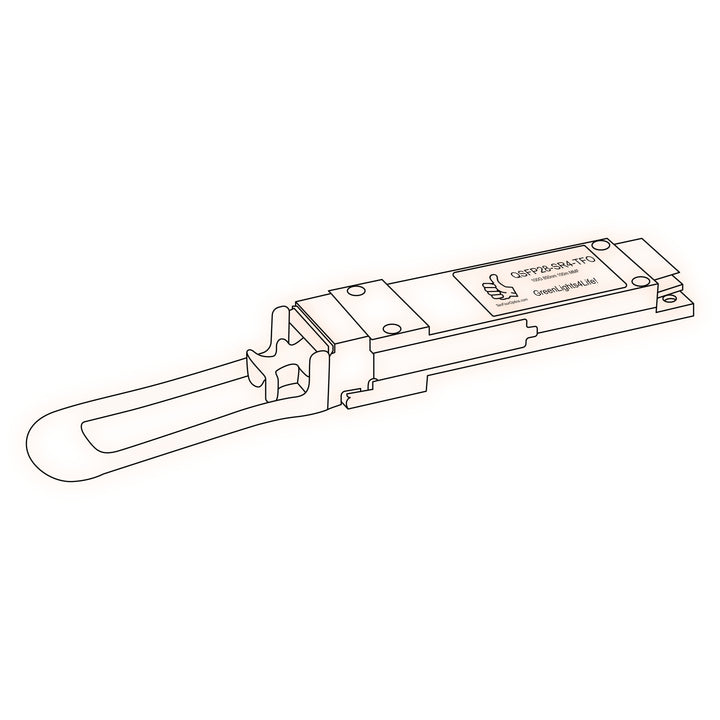 100G QSFP28 SR4 optical transceiver line drawing — TenFourOptics