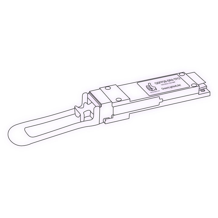 100G QSFP28 SR4 optical transceiver line drawing — TenFourOptics