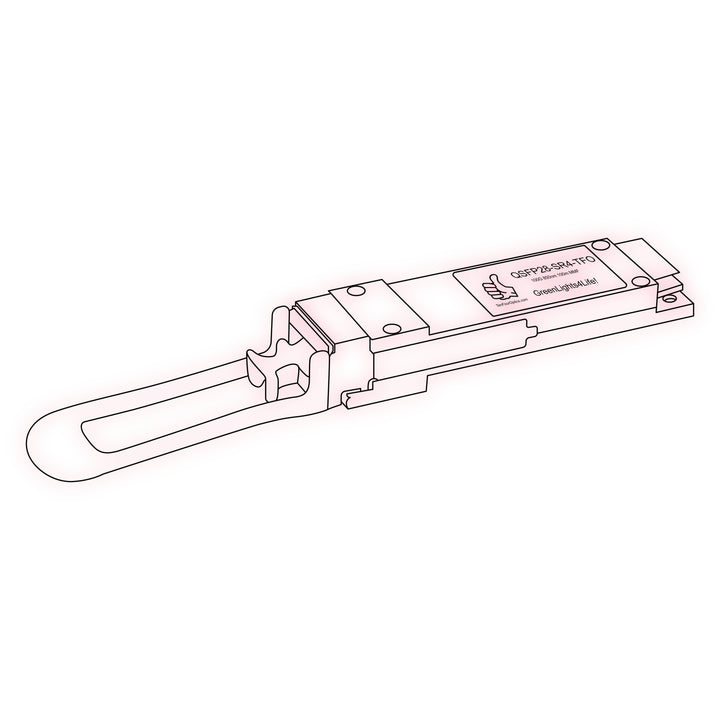 100G QSFP28 SR4 optical transceiver line drawing — TenFourOptics