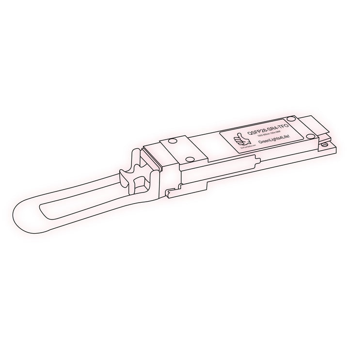 100G QSFP28 SR4 optical transceiver line drawing — TenFourOptics