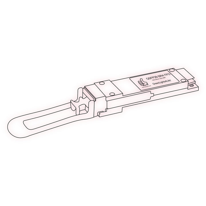 100G QSFP28 SR4 optical transceiver line drawing — TenFourOptics