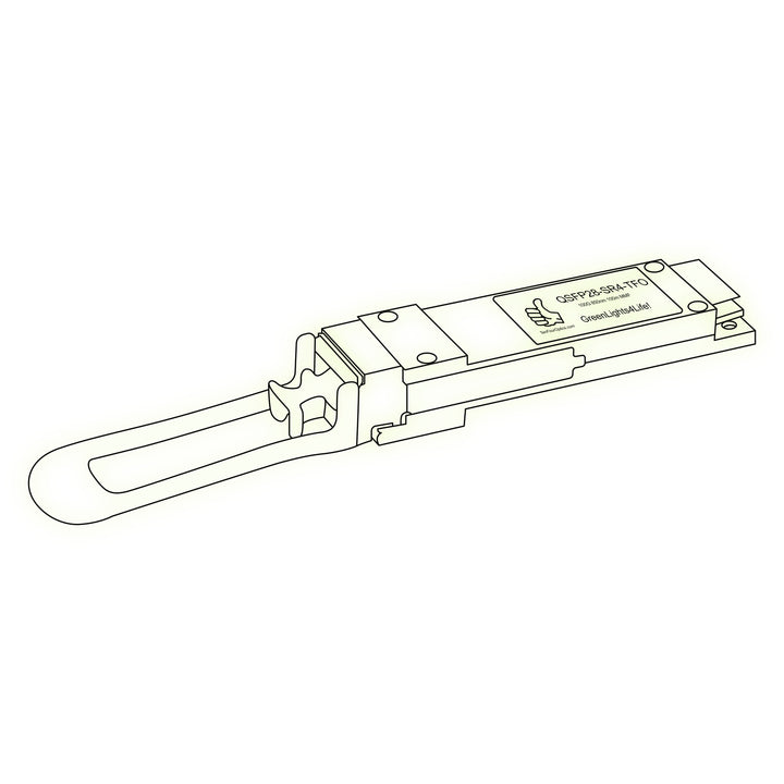 100G QSFP28 SR4 optical transceiver line drawing — TenFourOptics