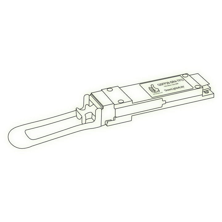 100G QSFP28 SR4 optical transceiver line drawing — TenFourOptics