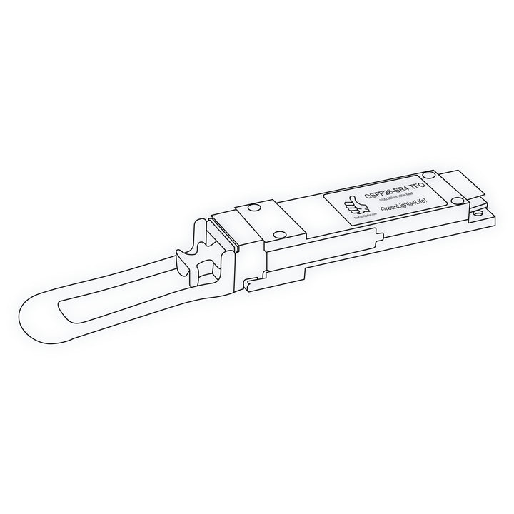100G QSFP28 SR4 optical transceiver line drawing — TenFourOptics
