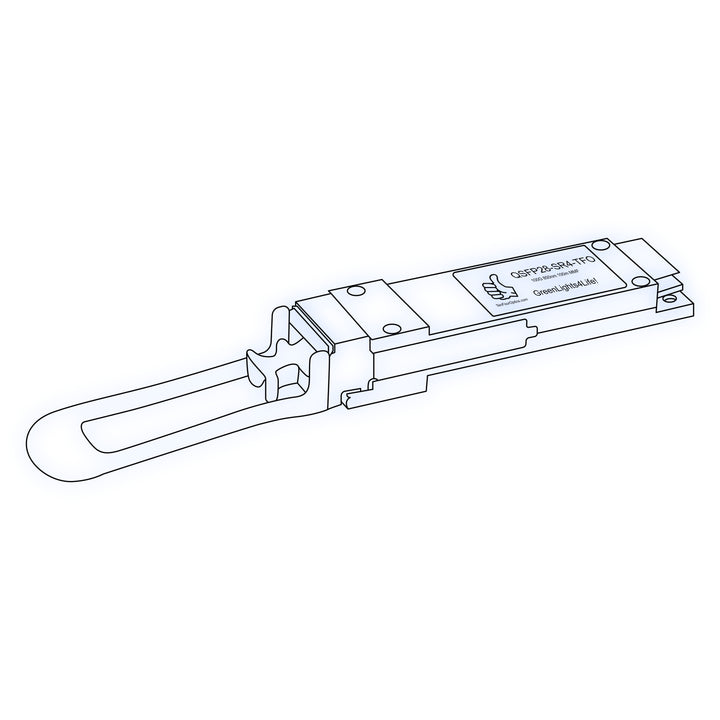 100G QSFP28 SR4 optical transceiver line drawing — TenFourOptics