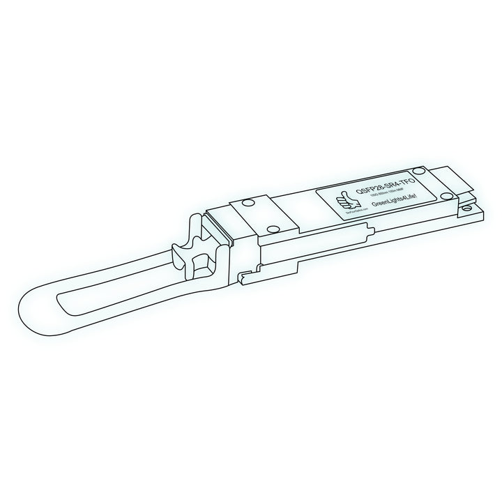 100G QSFP28 SR4 optical transceiver line drawing — TenFourOptics