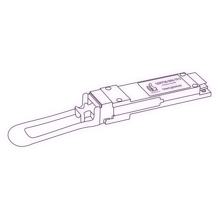 100G QSFP28 SR4 optical transceiver line drawing — TenFourOptics
