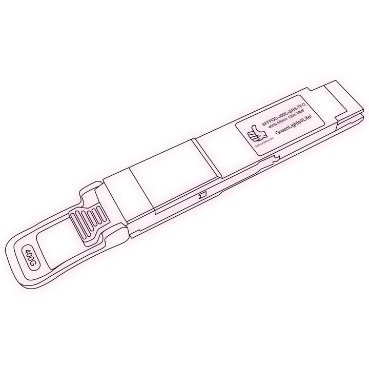 400G QSFP-DD SR8 optical transceiver line drawing — TenFourOptics