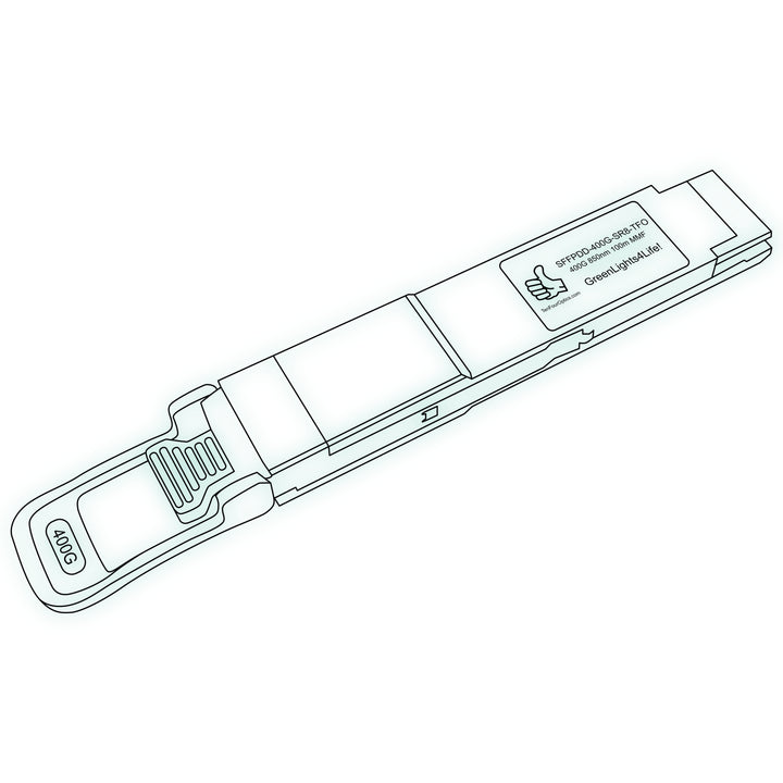 400G QSFP-DD SR8 optical transceiver line drawing — TenFourOptics