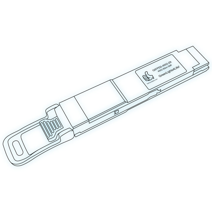 400G QSFP-DD ZR optical transceiver line drawing — TenFourOptics