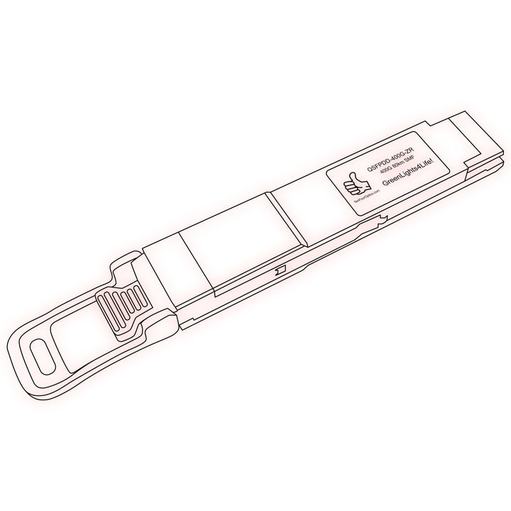400G QSFP-DD ZR optical transceiver line drawing — TenFourOptics