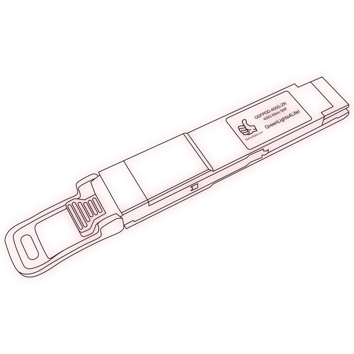 400G QSFP-DD ZR optical transceiver line drawing — TenFourOptics