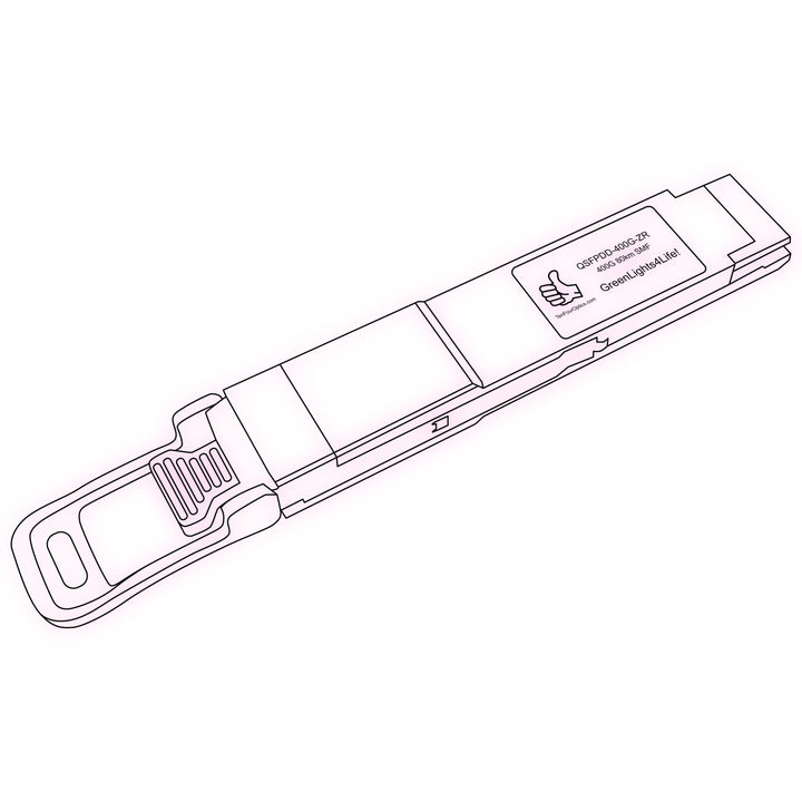 400G QSFP-DD ZR optical transceiver line drawing — TenFourOptics
