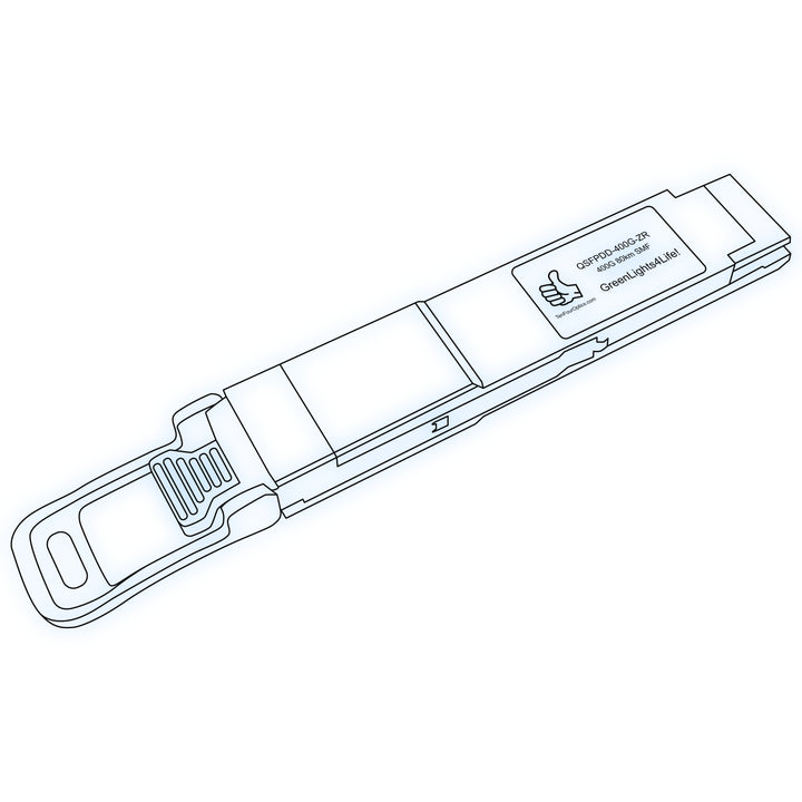 400G QSFP-DD ZR optical transceiver line drawing — TenFourOptics