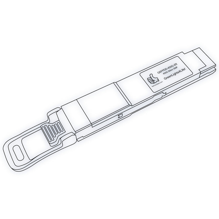 400G QSFP-DD ZR optical transceiver line drawing — TenFourOptics