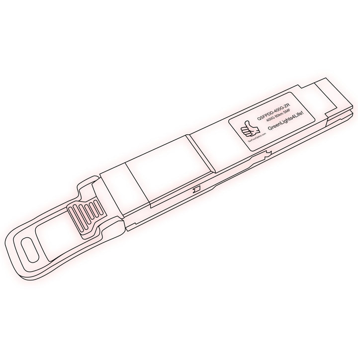 400G QSFP-DD ZR optical transceiver line drawing — TenFourOptics