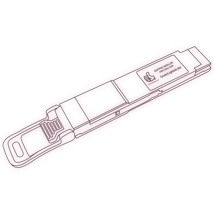 400G QSFP-DD ZR optical transceiver line drawing — TenFourOptics