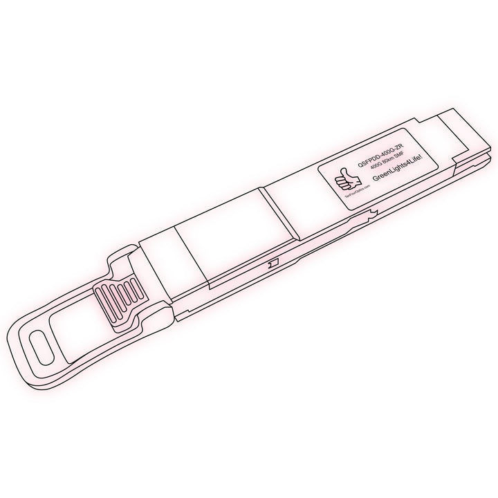 400G QSFP-DD ZR optical transceiver line drawing — TenFourOptics