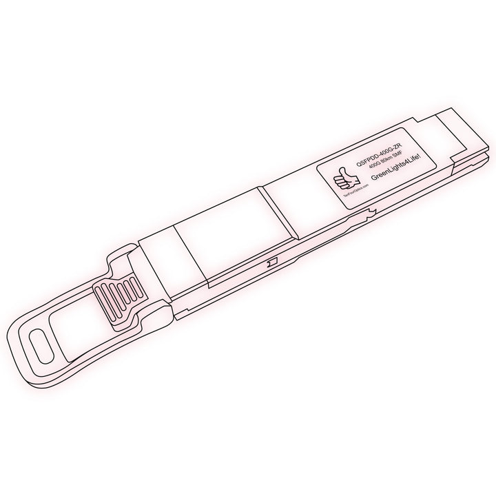 400G QSFP-DD ZR optical transceiver line drawing — TenFourOptics