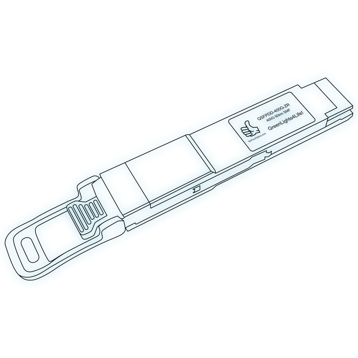 400G QSFP-DD ZR optical transceiver line drawing — TenFourOptics