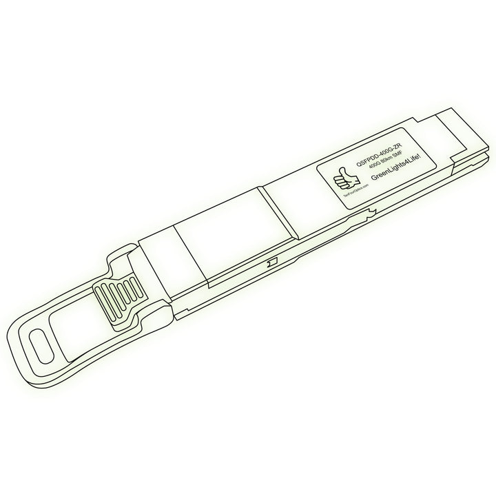 400G QSFP-DD ZR optical transceiver line drawing — TenFourOptics
