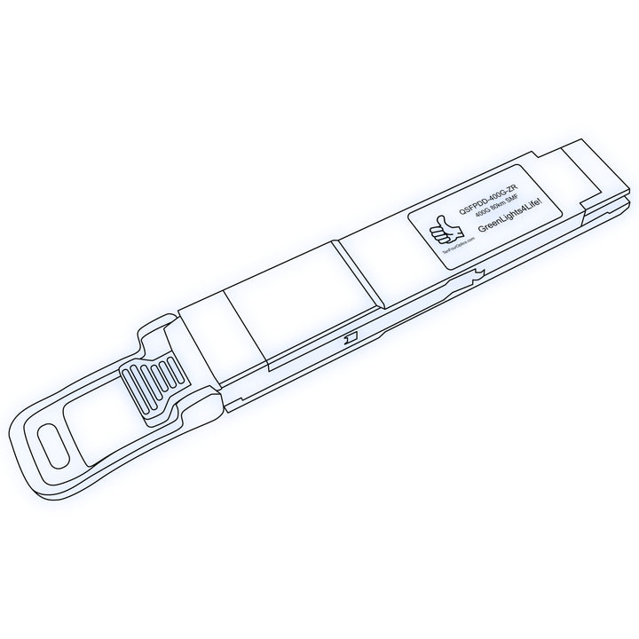 400G QSFP-DD ZR optical transceiver line drawing — TenFourOptics