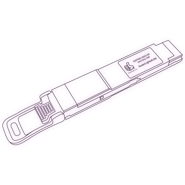 400G QSFP-DD ZR optical transceiver line drawing — TenFourOptics