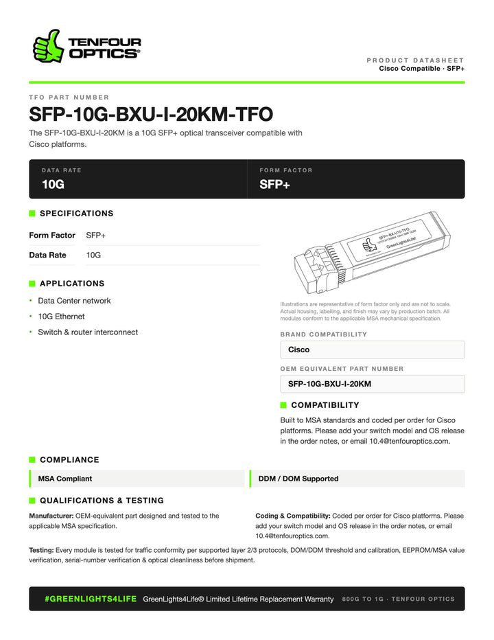 SFP-10G-BXU-I-20KM-TFO datasheet
