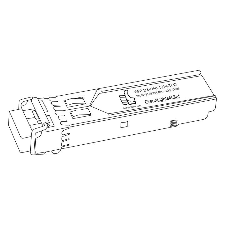 1G SFP BX optical transceiver line drawing — TenFourOptics