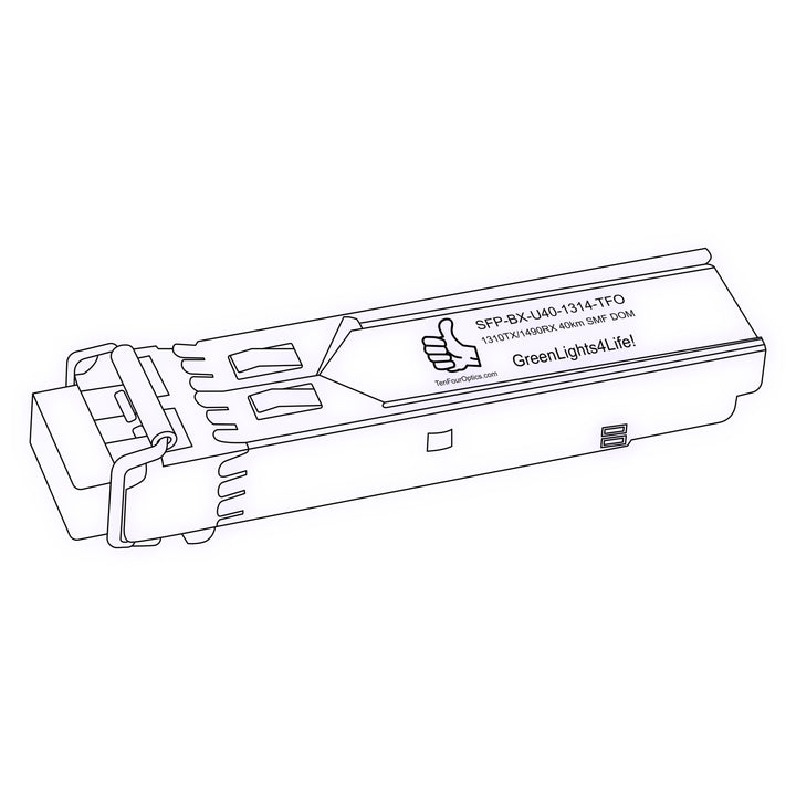 1G SFP BX optical transceiver line drawing — TenFourOptics