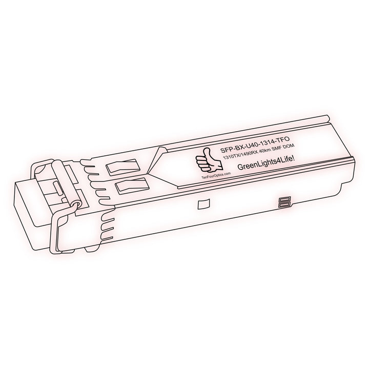 1G SFP BX optical transceiver line drawing — TenFourOptics