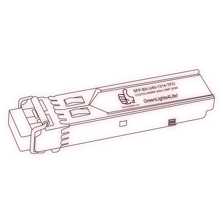 1G SFP BX optical transceiver line drawing — TenFourOptics
