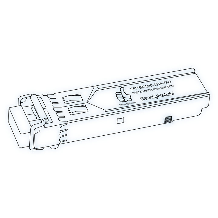 1G SFP BX optical transceiver line drawing — TenFourOptics