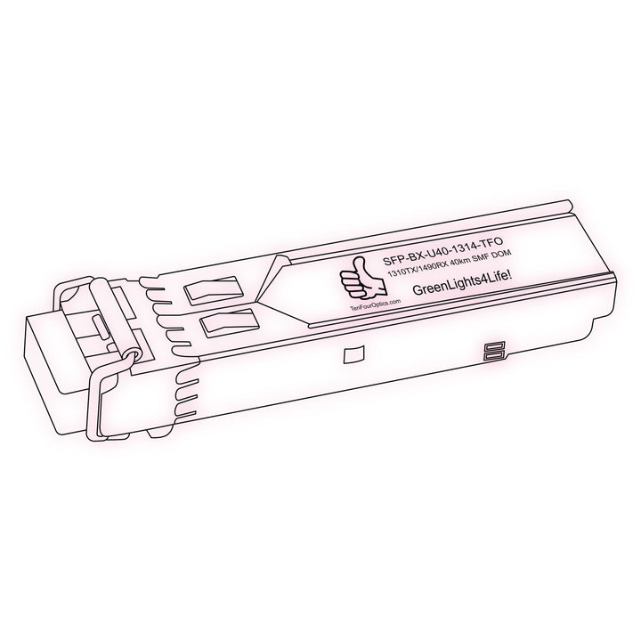 1G SFP BX optical transceiver line drawing — TenFourOptics