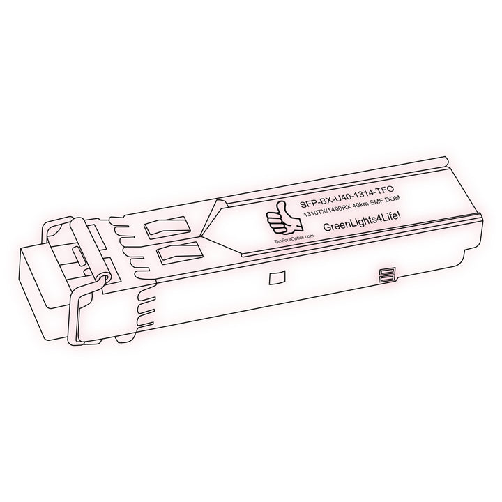 1G SFP BX optical transceiver line drawing — TenFourOptics