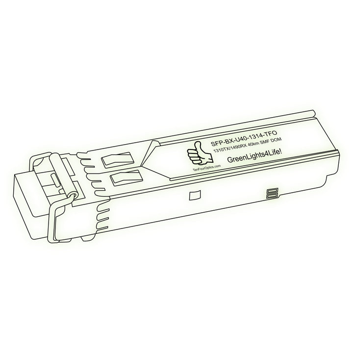 1G SFP BX optical transceiver line drawing — TenFourOptics