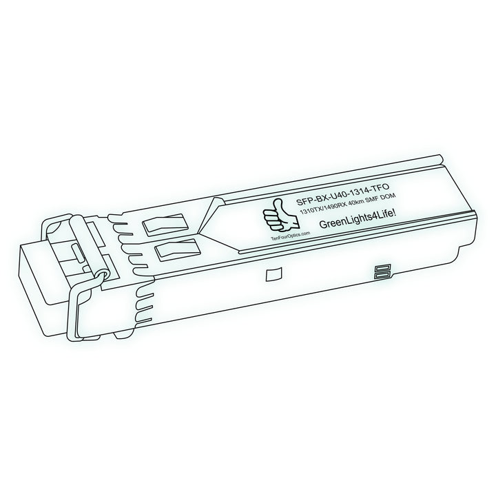 1G SFP BX optical transceiver line drawing — TenFourOptics