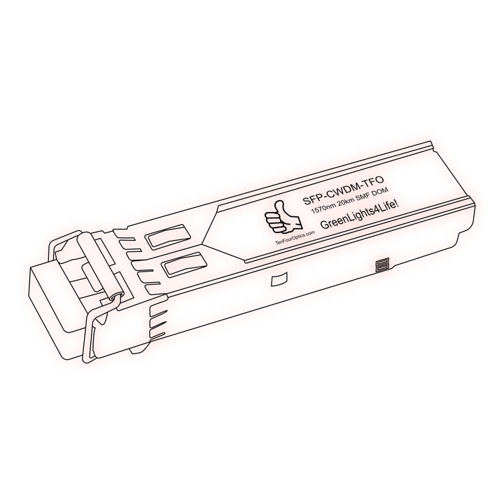 1G SFP CWDM optical transceiver line drawing — TenFourOptics