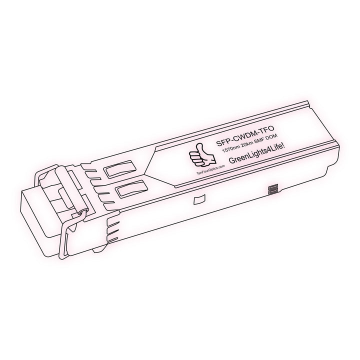 1G SFP CWDM optical transceiver line drawing — TenFourOptics