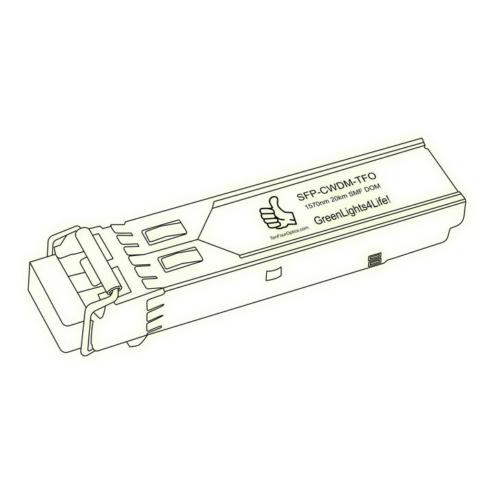 1G SFP CWDM optical transceiver line drawing — TenFourOptics