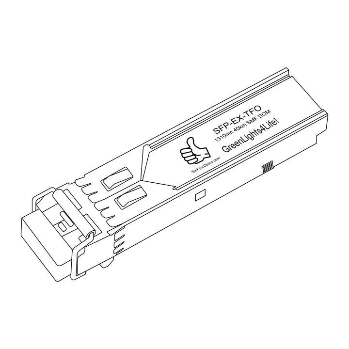 1G SFP EX optical transceiver line drawing — TenFourOptics
