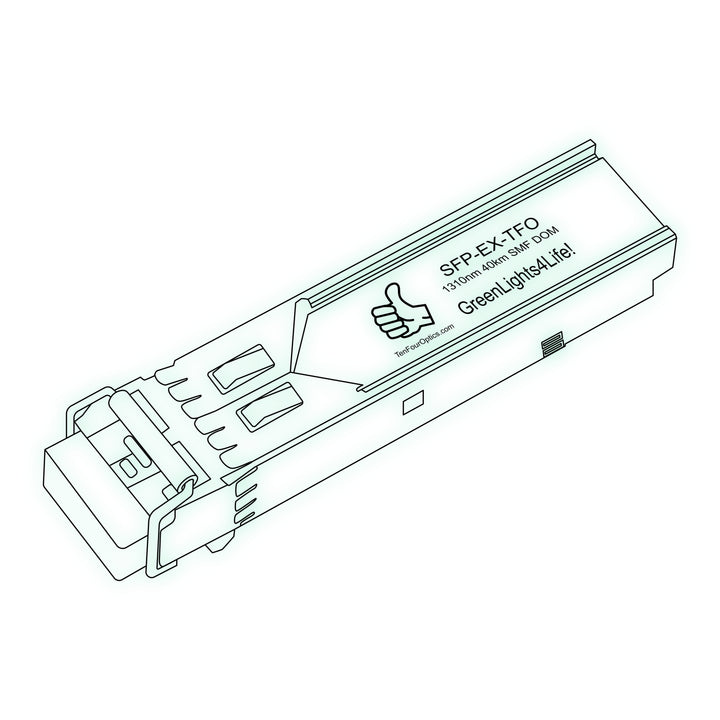 1G SFP EX optical transceiver line drawing — TenFourOptics
