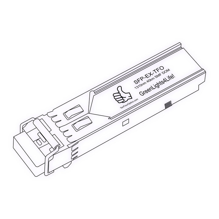 1G SFP EX optical transceiver line drawing — TenFourOptics