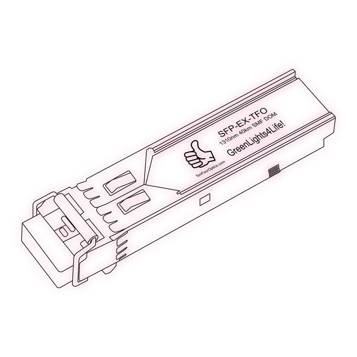 1G SFP EX optical transceiver line drawing — TenFourOptics