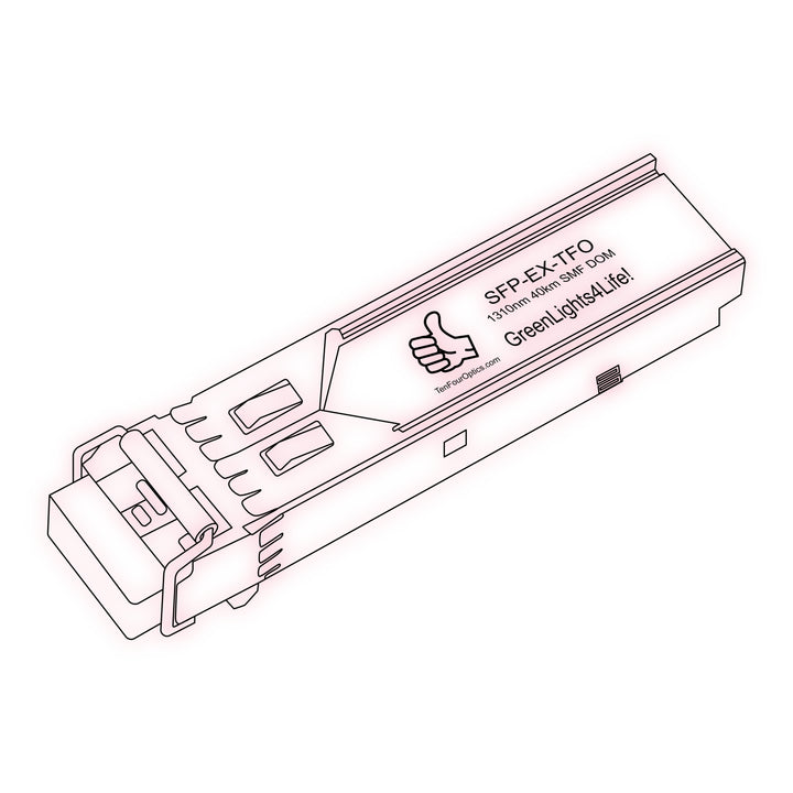 1G SFP EX optical transceiver line drawing — TenFourOptics