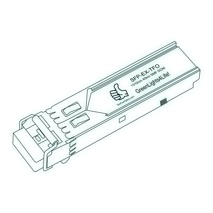 1G SFP EX optical transceiver line drawing — TenFourOptics