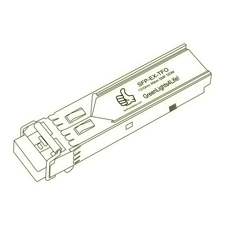 1G SFP EX optical transceiver line drawing — TenFourOptics