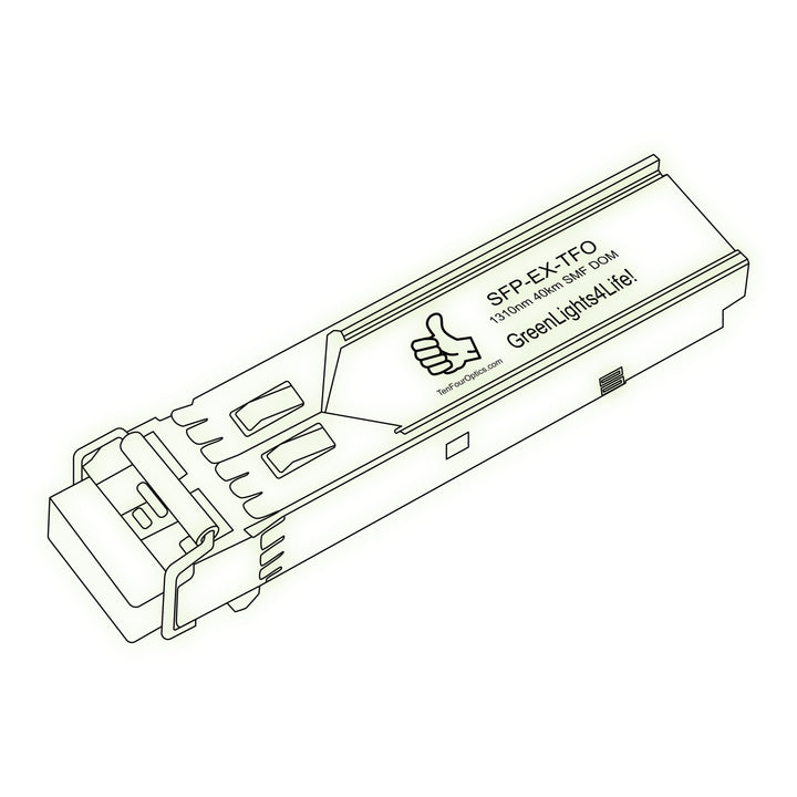 1G SFP EX optical transceiver line drawing — TenFourOptics
