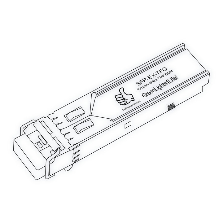 1G SFP EX optical transceiver line drawing — TenFourOptics