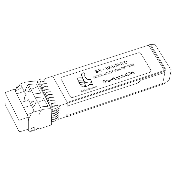 10G SFP+ BX optical transceiver line drawing — TenFourOptics